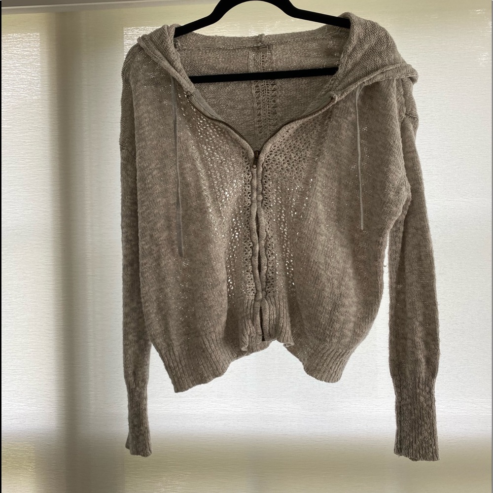 Full Zip Grey & White Heathered Hoodie